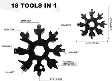 YI Multi-Tool Multi-Tool 18-in-1 Schlüsselanhänger Flaschenöffner Ringschlüssel