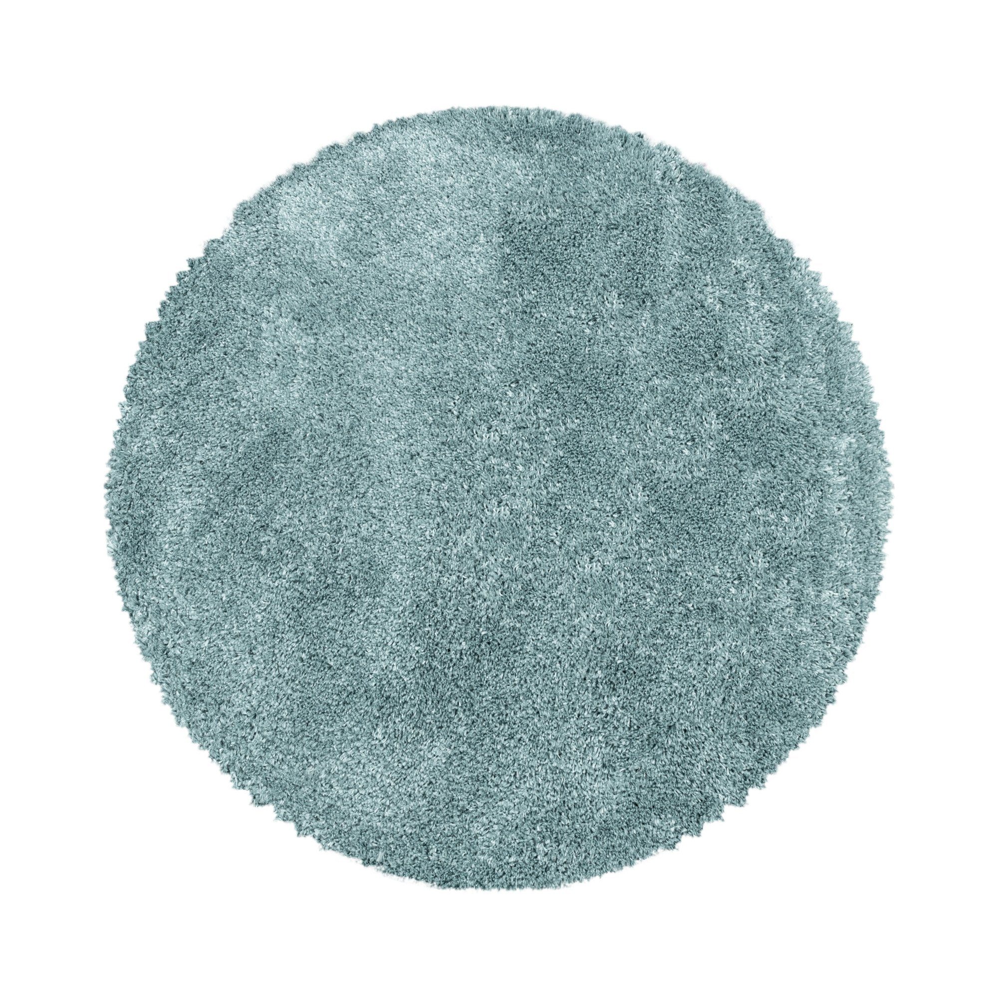 Einfarbig, Höhe: - Teppium, mm, 30 Teppich Unicolor Rund, Teppich Blau Wohnzimmer
