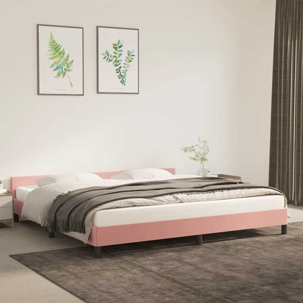 furnicato Bettgestell mit Kopfteil ohne Matratze Rosa 200x200 cm Samt (1-tlg)
