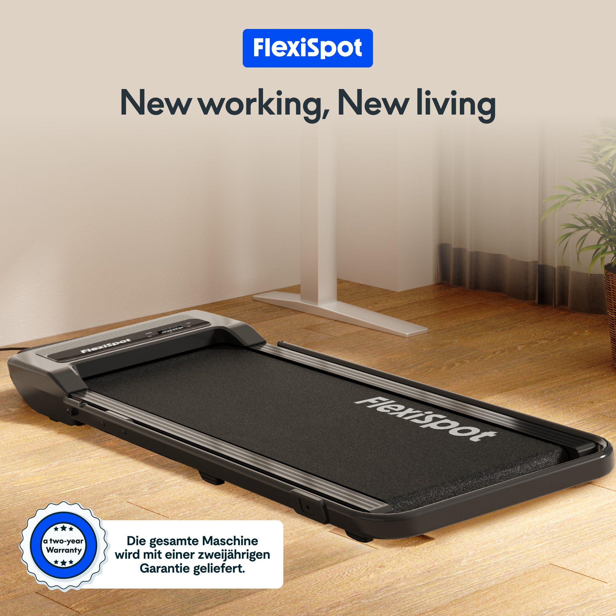 FLEXISPOT Laufband Walking Pad DynamiX, 1-6/10 km/h, LED-Display&Kabellose Fernbedienung (LED-Display & Kabellose Fernbedienung, rutschfest & gedämpft), Mit Schmiermitteln, für Zuhause & Büro, Max. 140 KG