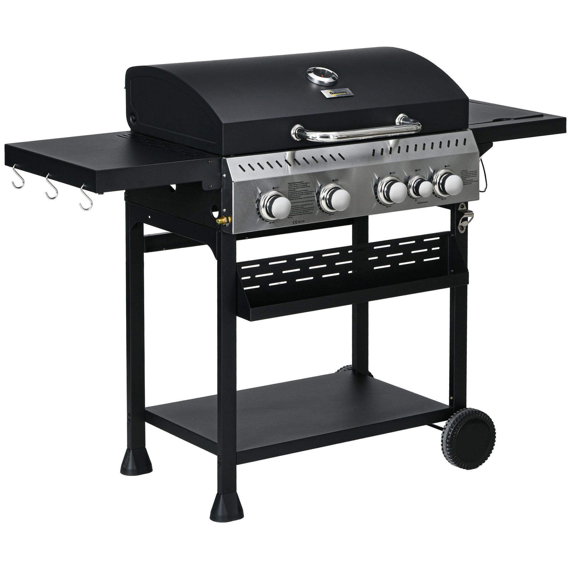 Gasgrill 2,5 kW Grillwagen mit 4+1 Brenner, Thermometer