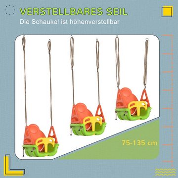 Outsunny Einzelschaukel mit verstellbarem Seil, (Babyschaukel, 1-tlg., Kinderschaukel), für Garten, Balkon, Grün+Gelb+Orange