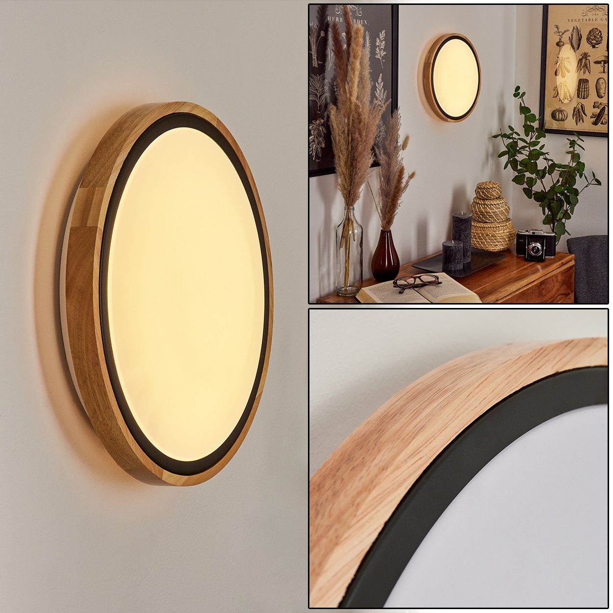 hofstein Deckenleuchte »Campertogno« Deckenlampe, Metall/Holz/Kunststoff, N günstig online kaufen