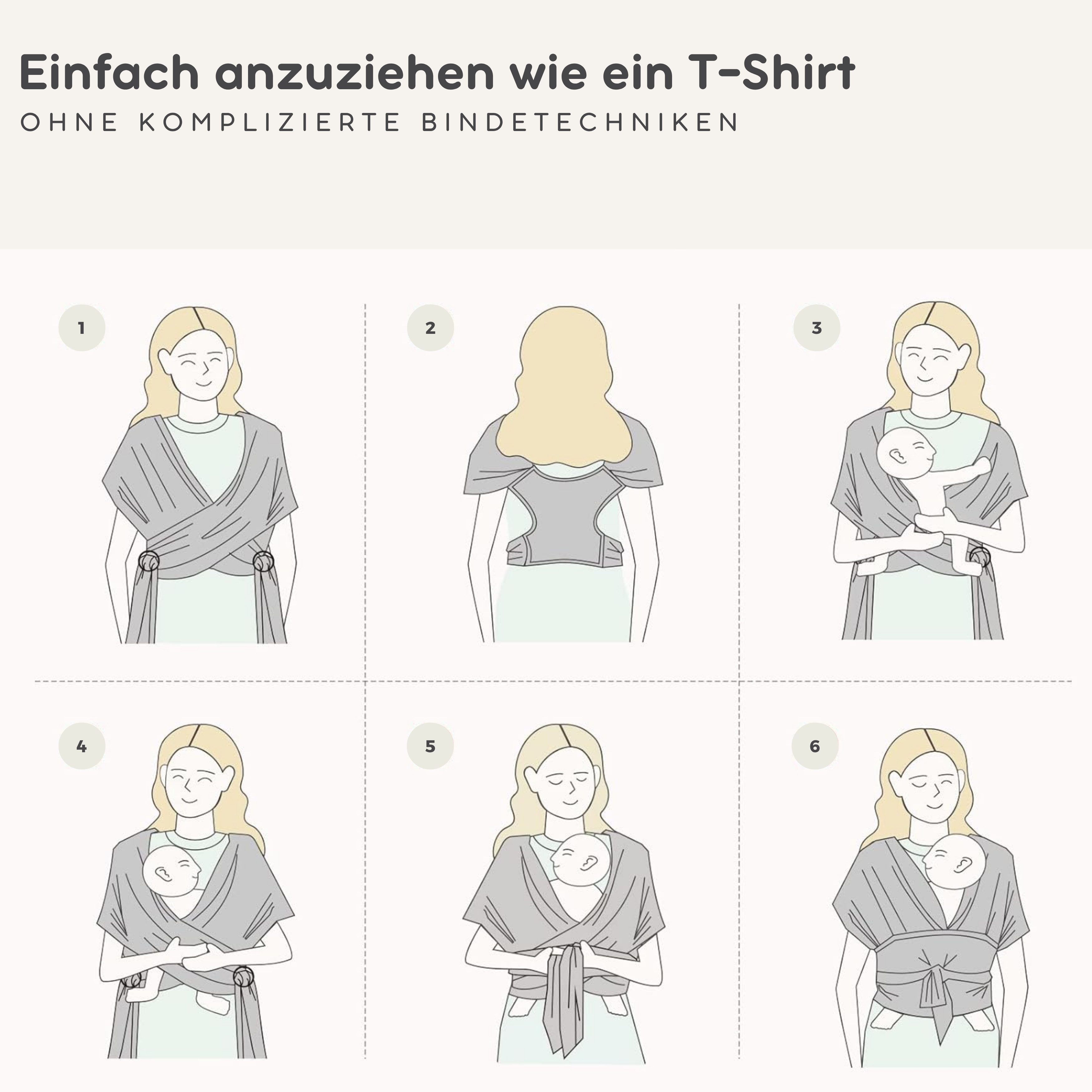 SKY & ZEN Baby Wrap for Newborns - Baby Wrap without Tying, Baby Carrier from Birth to 15 Kilos, Elastic Baby Wrap