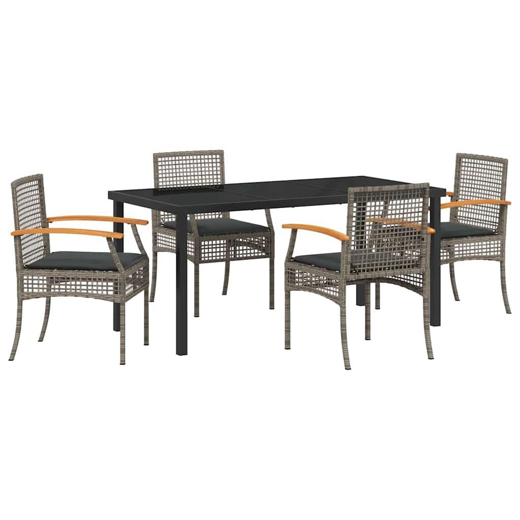 vidaXL Gartenlounge-Set Garten Essgruppe 5 pcs Grau Poly-Rattan, (5-tlg)