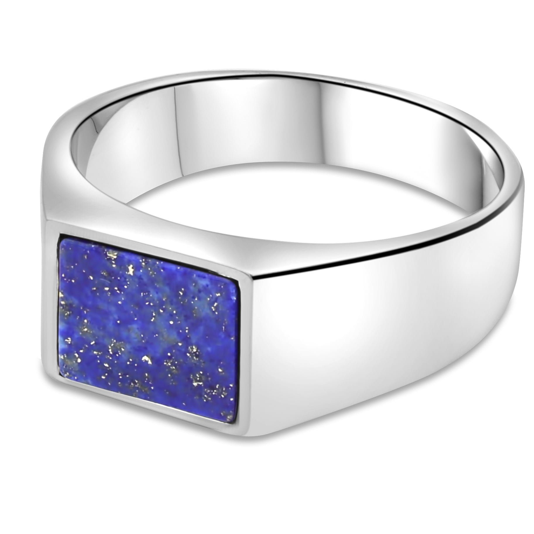 Siegelring Siegelring Lapislazuli Stein Blau 925er Sterling Silber Rhodiniert, Rhodiniert Made in Italy für Damen und Herren