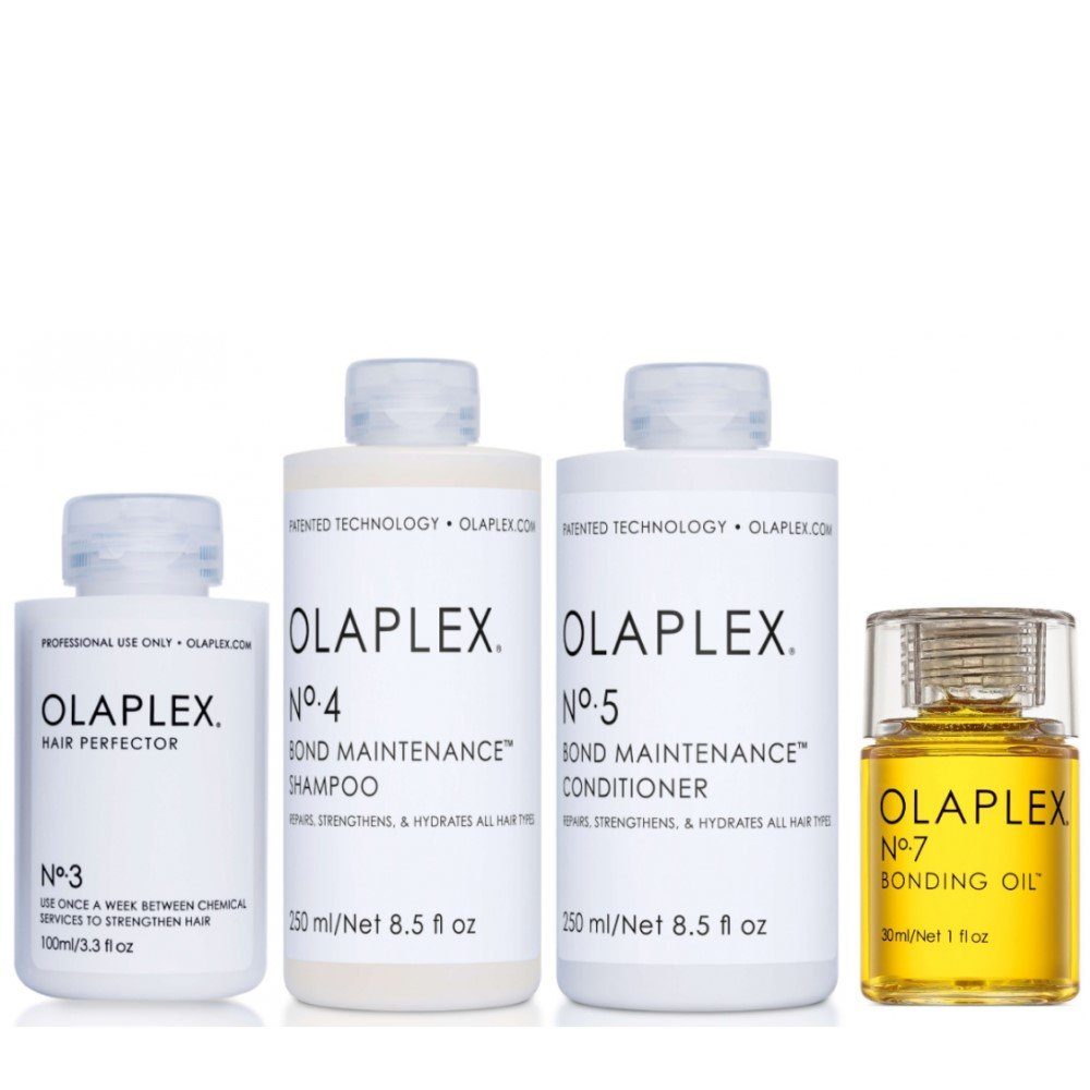Olaplex Haarpflege-Set Olaplex Set - Hair Perfector No. 3 + Shampoo No. 4 + Conditioner No. 5 + Bonding Oil No.7