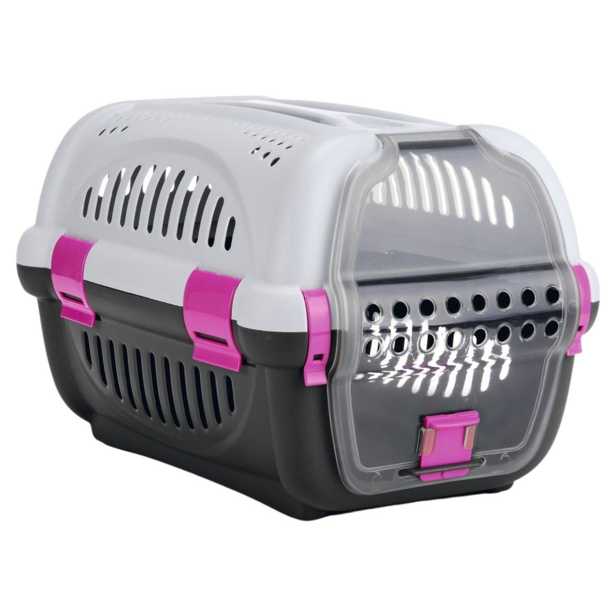 Hunde-Transportbox Transportbox Rhino grau/rosa für Hunde