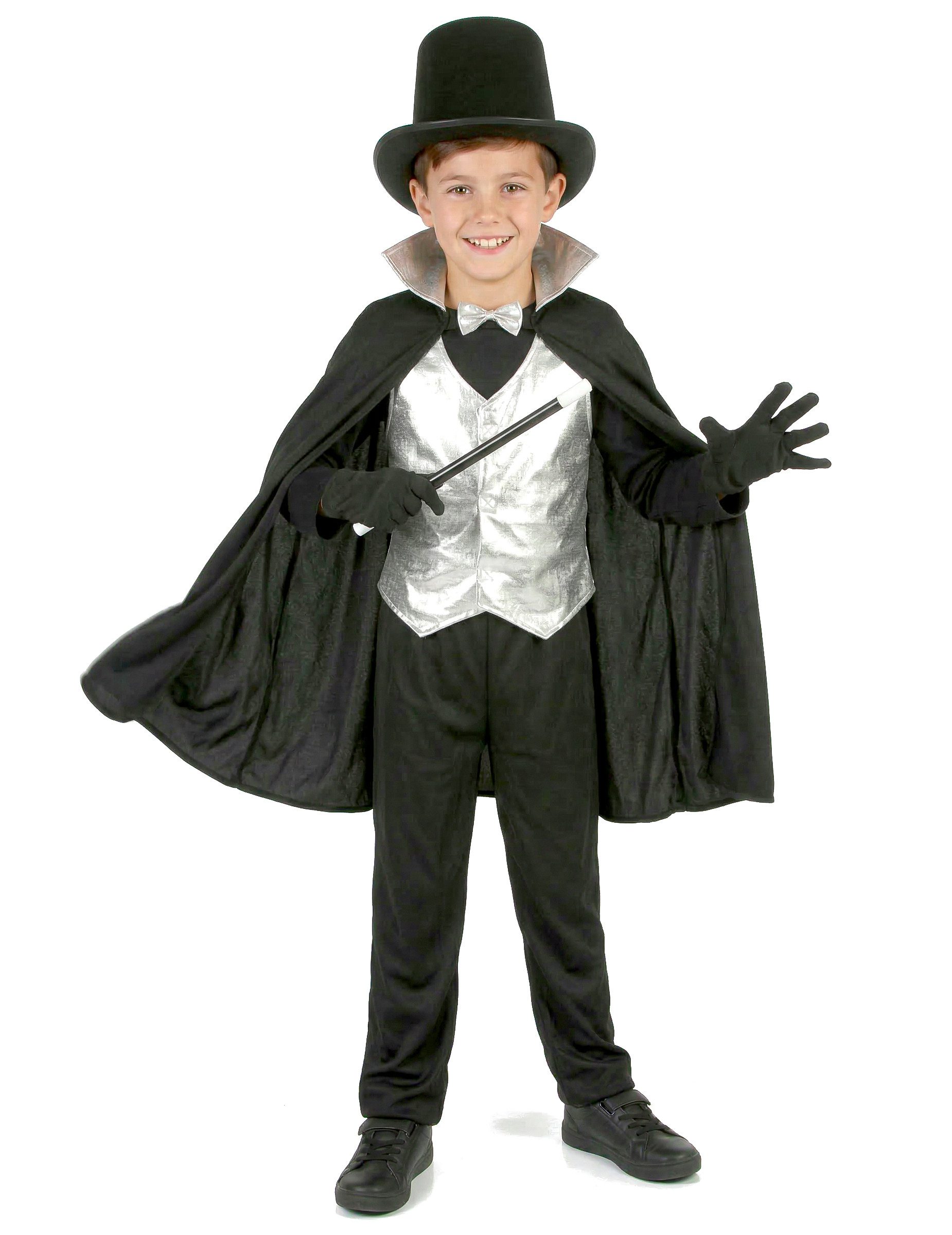 JADEO Kostüm Kleiner Zauberer Magier Kinderkostüm für Jungen schwarz-silber