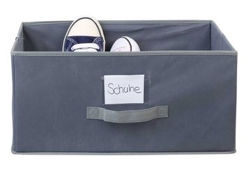 Aufbewahrungsbox ORDER, Grau, B 44 cm, T 33 cm, Polyester, (1 St), mit Griff, Deckel und einem Beschriftungsfenster