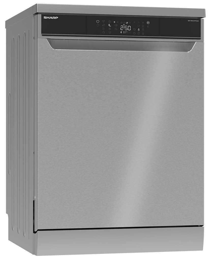 Sharp Standgeschirrspüler QW-WNA4YF42AI-DE, 9 l, 14 Maßgedecke, SteamWash, AutoDoor, DualProWash, AquaStop