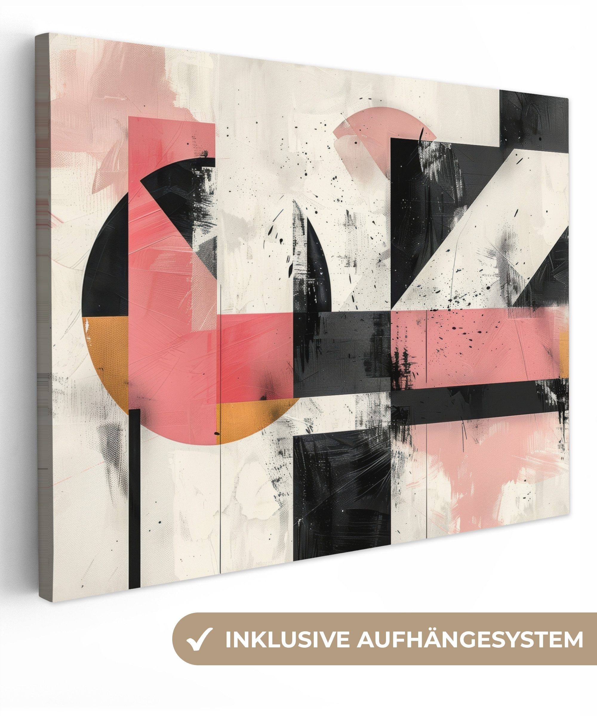 OneMillionCanvasses® Leinwandbild Rosa - Abstrakt - Ästhetisch - Modern - Formen, Fotodruck (1 St), Wandbild Leinwandbilder, Aufhängefertig, Wanddeko 40x30 cm