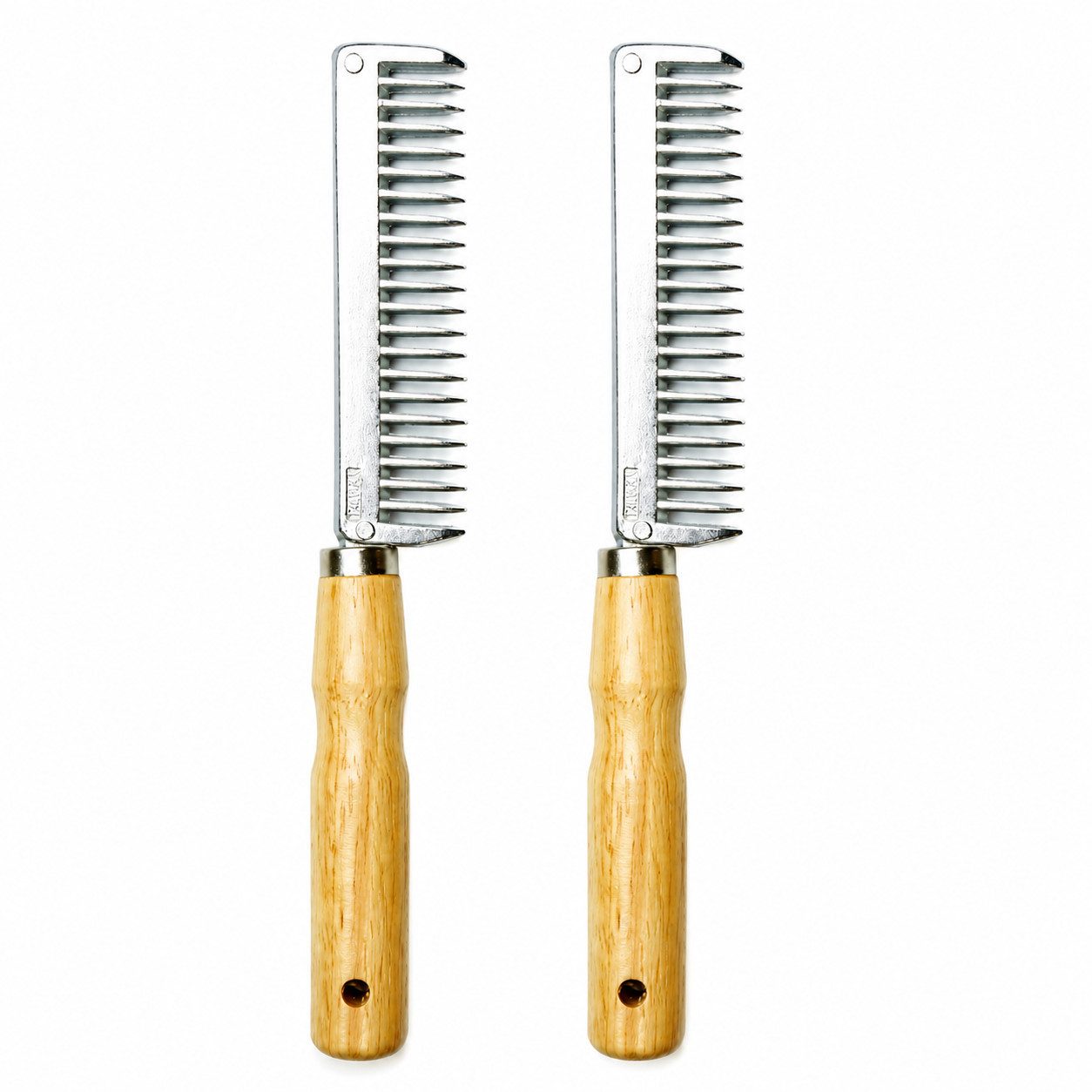 Pferdelinis Fellkamm Mähnenkamm für Pferde, Mähnenbürste aus Metall Schweifbürste Holzgriff, Metall, (2-tlg), für Pflerde