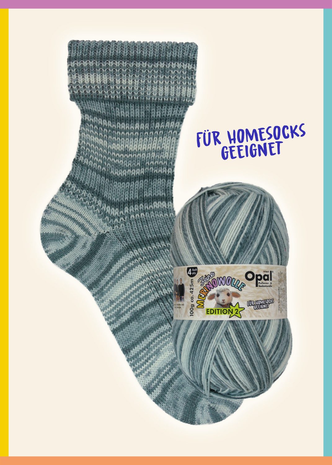 Opal FEINE MERINOWOLLE Ed. 2 4-fach Pullover- und Sockenwolle Häkelwolle, 425 m (exklusive Sockenwolle aus feiner Merinowolle), 100 g