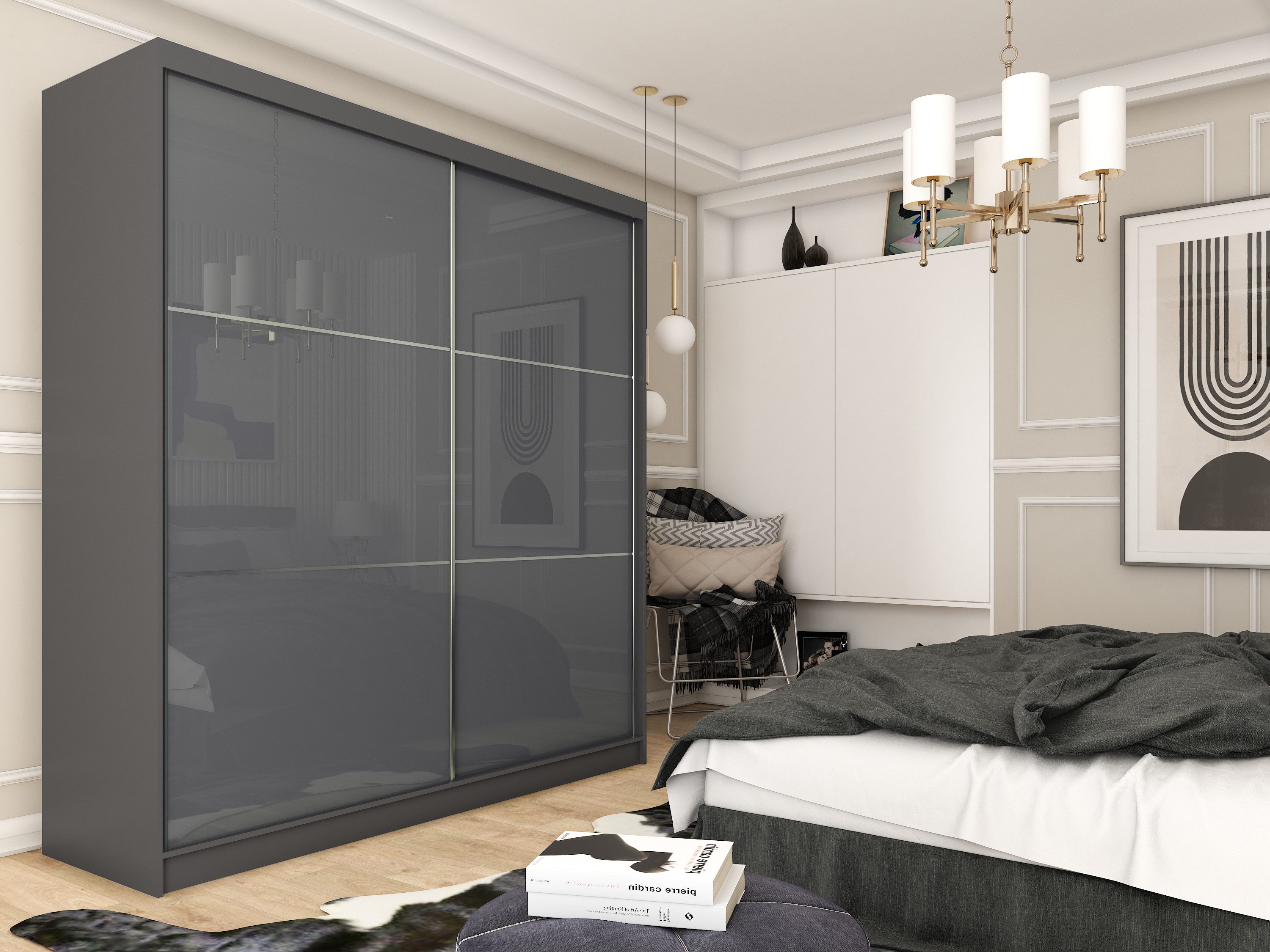Compleo Schwebetürenschrank CINZIA, Schrank mit Lacobel günstig online kaufen