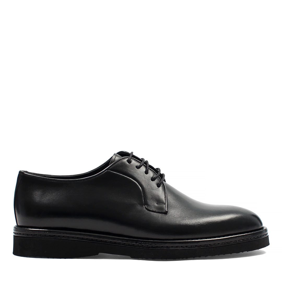 Celal Gültekin Plateau Derby Runde Kappe Business Freizeit Herren Schnürschuh Glattleder, Plateau-Sohle & Echtleder-Futter, Schwarz, 39