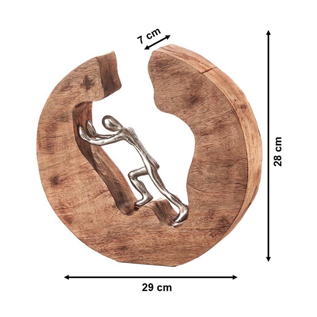 Kobolo Dekoobjekt Dekofigur Holzdeko STRENGTH, Holz braun und Metall silber günstig online kaufen