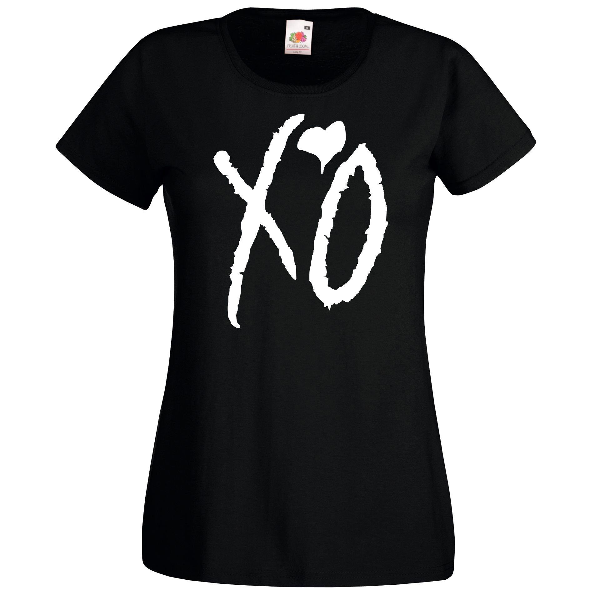 mit Damen XO Designz Logo Schwarz trendigem T-Shirt T-Shirt Youth