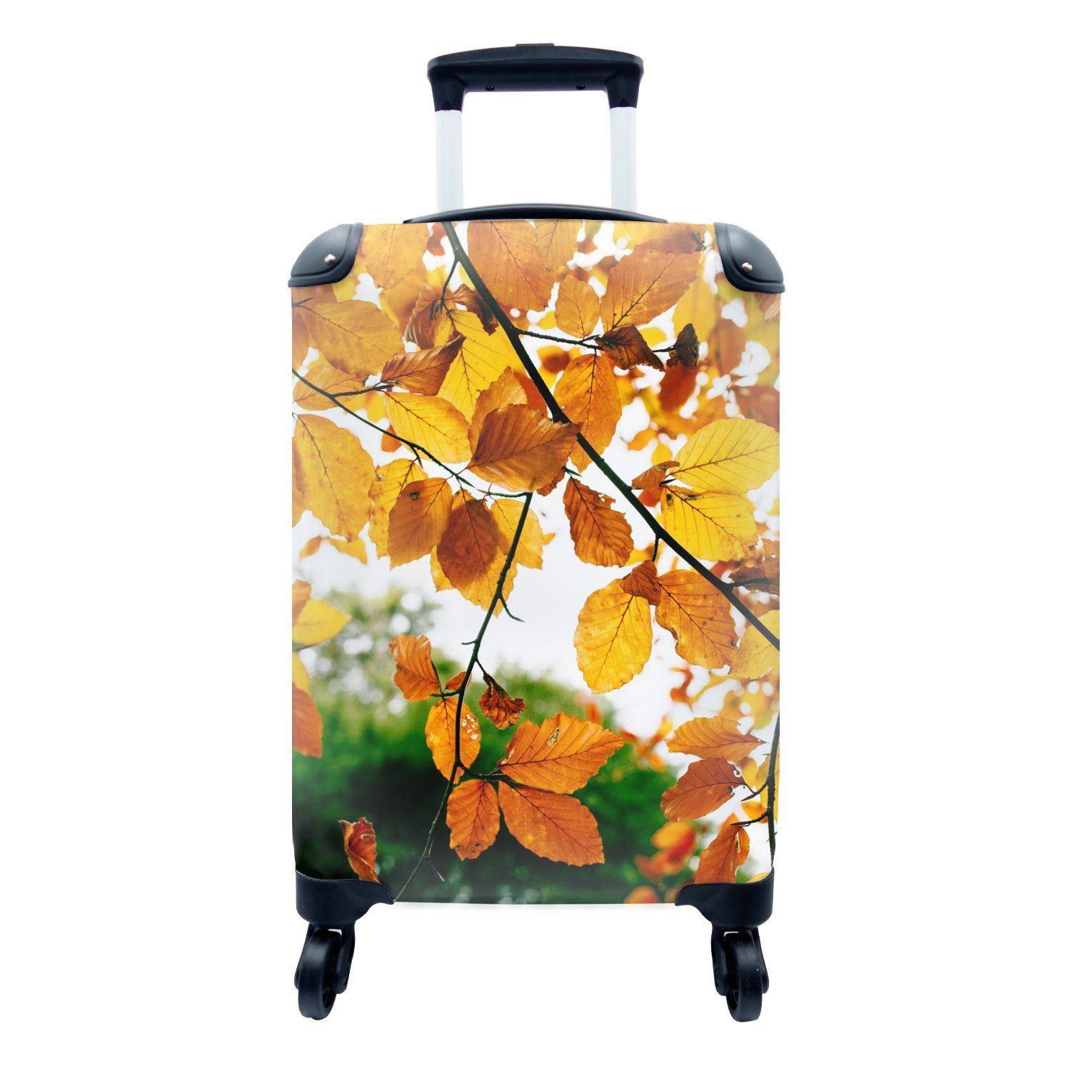 MuchoWow Handgepäckkoffer Herbstblätter - Baum - Rustikal, 4 Rollen, Reisetasche mit rollen, Handgepäck für Ferien, Trolley, Reisekoffer