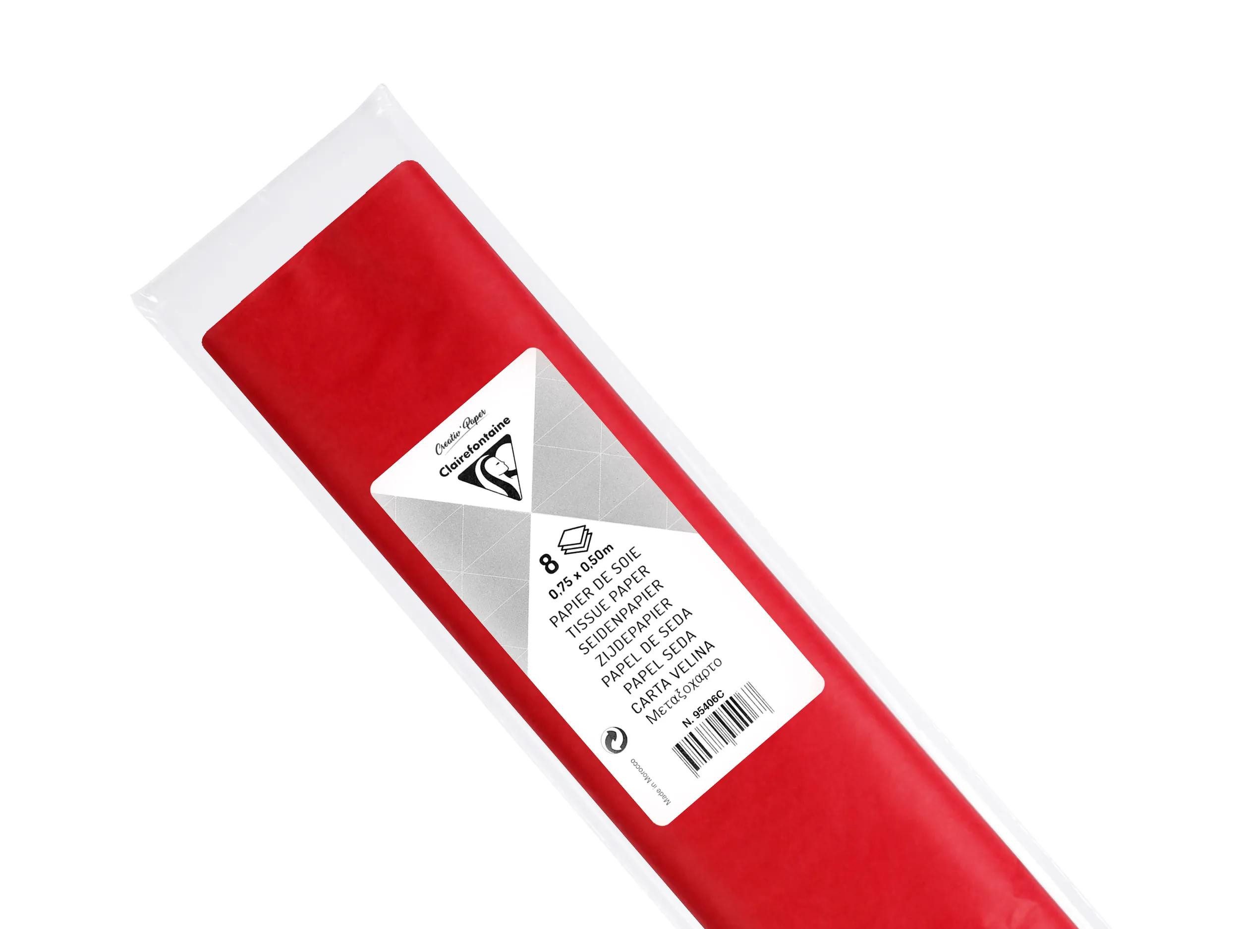 CLAIREFONTAINE Seidenpapier 10x Seidenpapier, Pkg 8 Bogen 18g im Format 50x75cm Rot 95406C, LOISIR CREATIF & DECORATION
