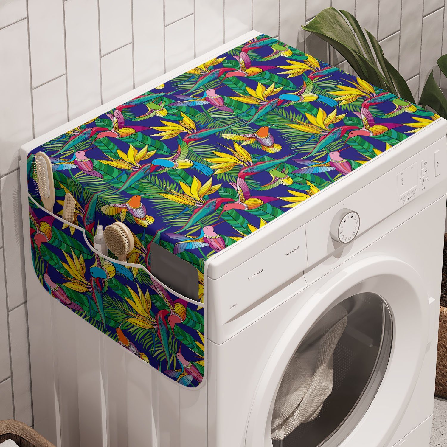 Hummingbird Tropical Trockner, Waschmaschine Anti-Rutsch-Stoffabdeckung und Badorganizer und Abakuhaus für Strelitzia