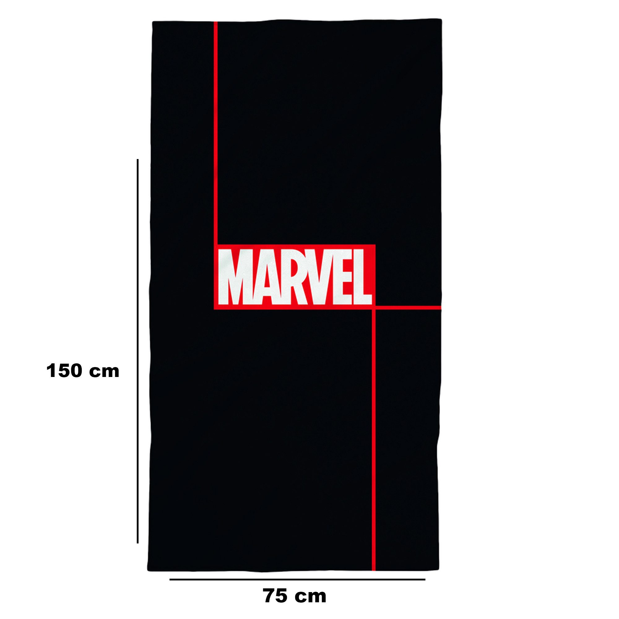 BERONAGE Strandtücher Marvel Badetuch Logo Schwarz 75x150 cm, 100% Baumwolle (1-St), Frottee in Velours-Qualität – Bild 3 von 5