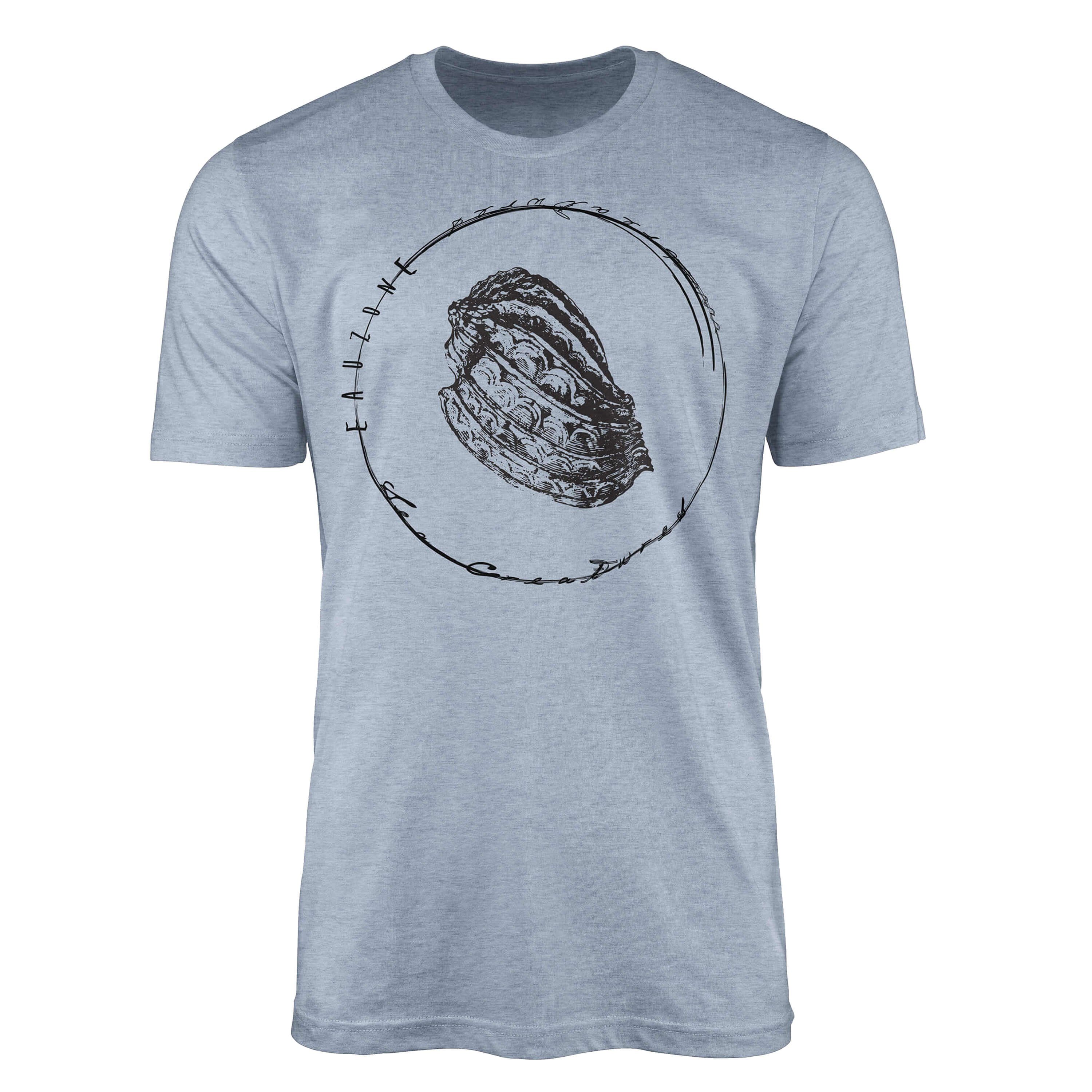 Sinus Art T-Shirt T-Shirt Tiefsee Fische - Serie: Sea Creatures, feine Struktur und sportlicher Schnitt / Sea 072 Stonewash Denim