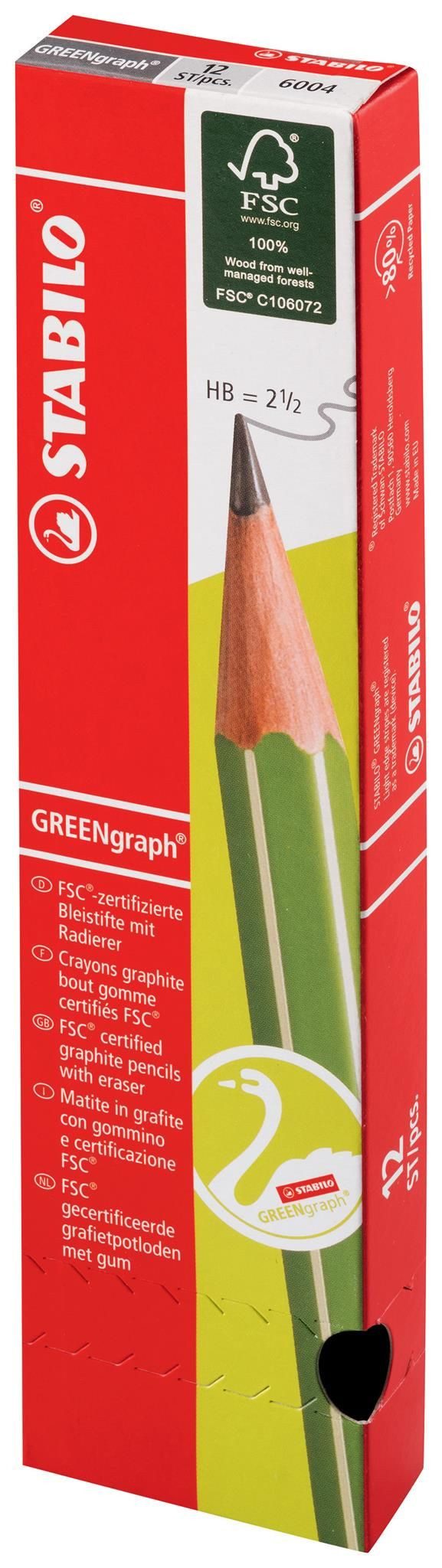 STABILO Bleistift STABILO GREENgraph Bleistift mit Radierer