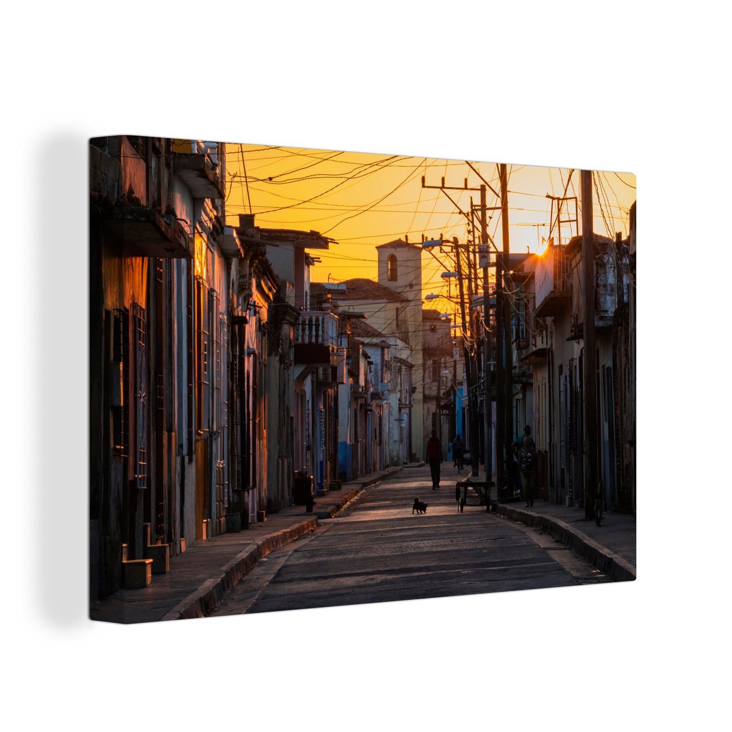 OneMillionCanvasses® Leinwandbild Sonnenaufgang über der Straße von Camaguey im nordamerikanischen Kuba, (1 St), Wandbild Leinwandbilder, Aufhängefertig, Wanddeko, 30x20 cm