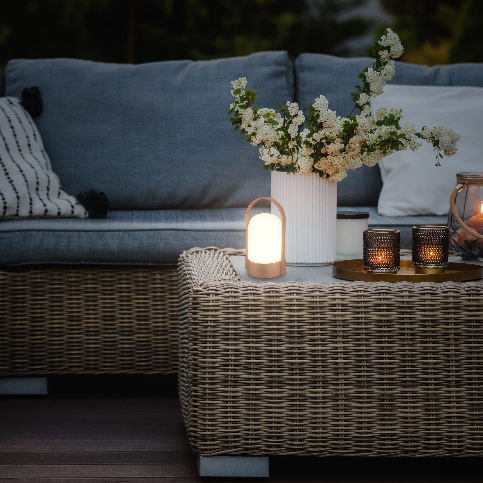 Briloner Leuchten Tischleuchte LED Tischlampe Warmweiß Akku dimmbar Indoor Outdoor, Single, LED fest integriert, 3000K - Warmweiß