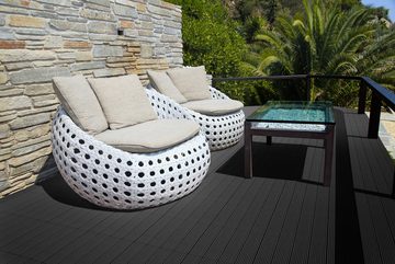 Junado® WPC-Fliesen, Terrassenfliese Balkonfliese WPC 30 x 30 cm anthrazit