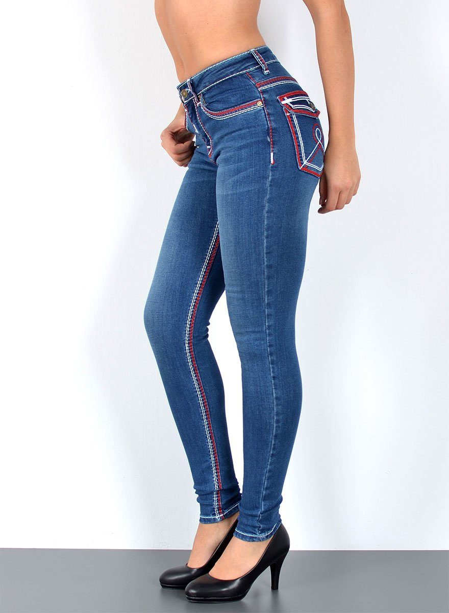 ESRA Skinny-fit-Jeans Jeans Damen Skinny Hose High Waist Jeanshose dicke Na günstig online kaufen