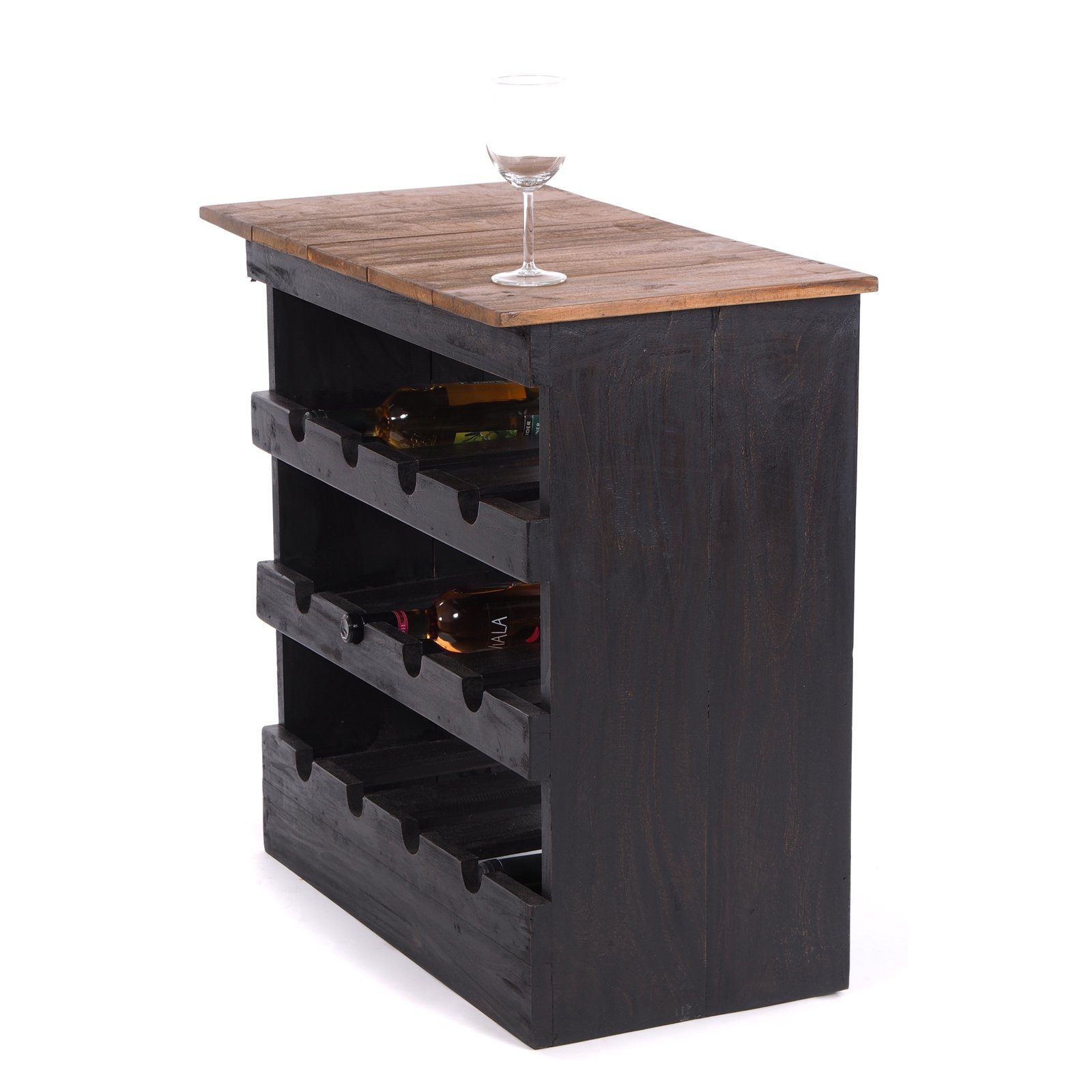 DESIGN DELIGHTS Weinregal WEINREGAL "RUSTIQUE", Altholz massiv, 70x70x38cm (HxBxT), 04 schwarz