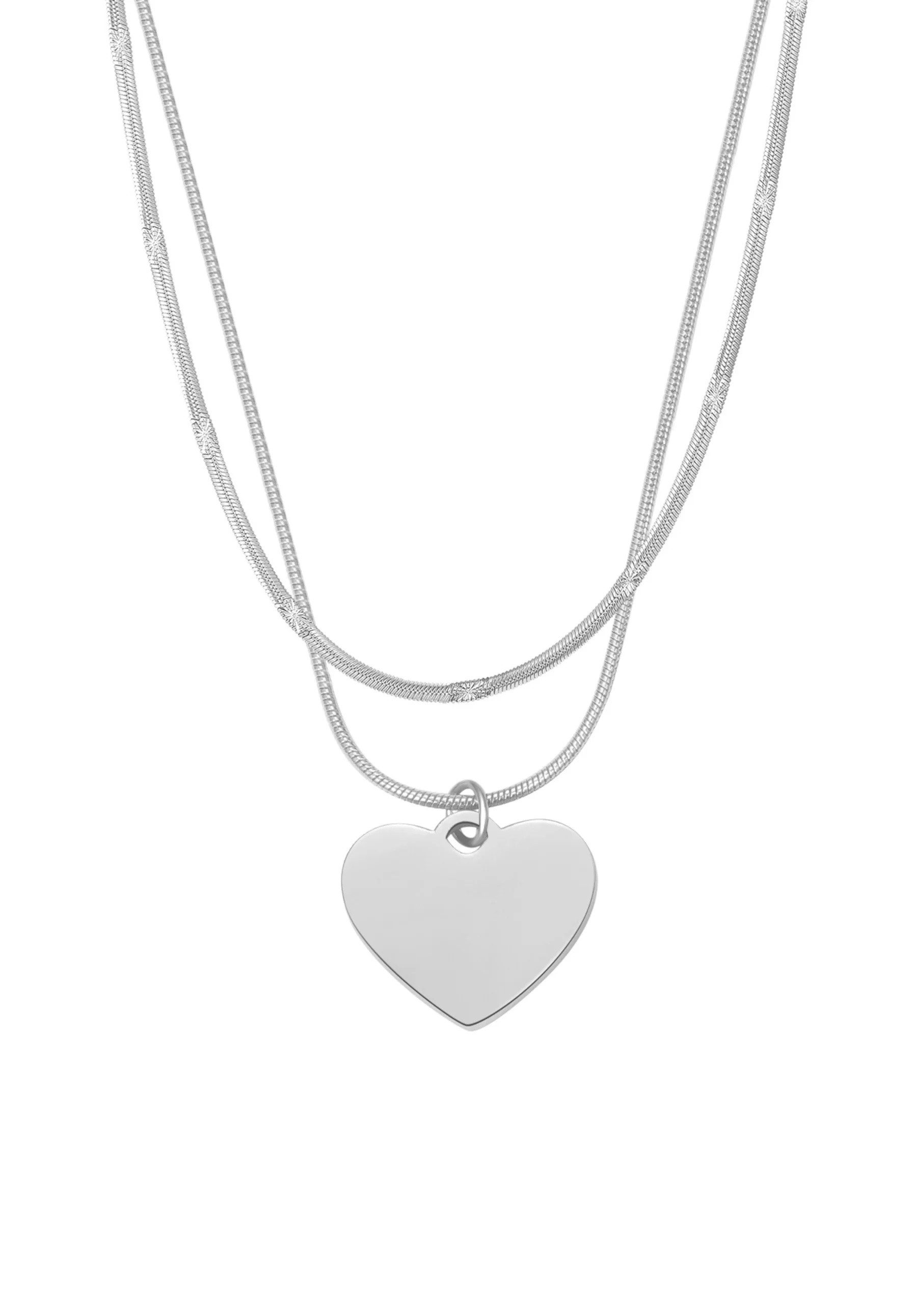 Hey Happiness Charm-Ketten-Set Zarte Love-Eleganz, 2er Set Ketten, Romantisches Layer Set für Damen Herz-Anhänger, wasserfest