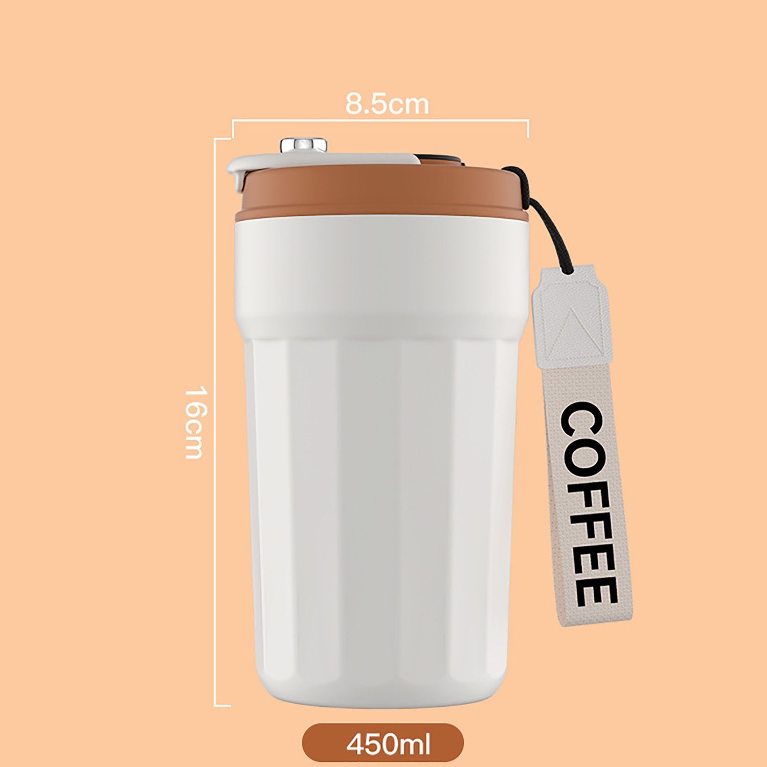 Thermobecher Mit (keramischer Liner) MAGICSHE Kaffeefarbe intelligentem Temperaturbildschirm Isolierflasche,