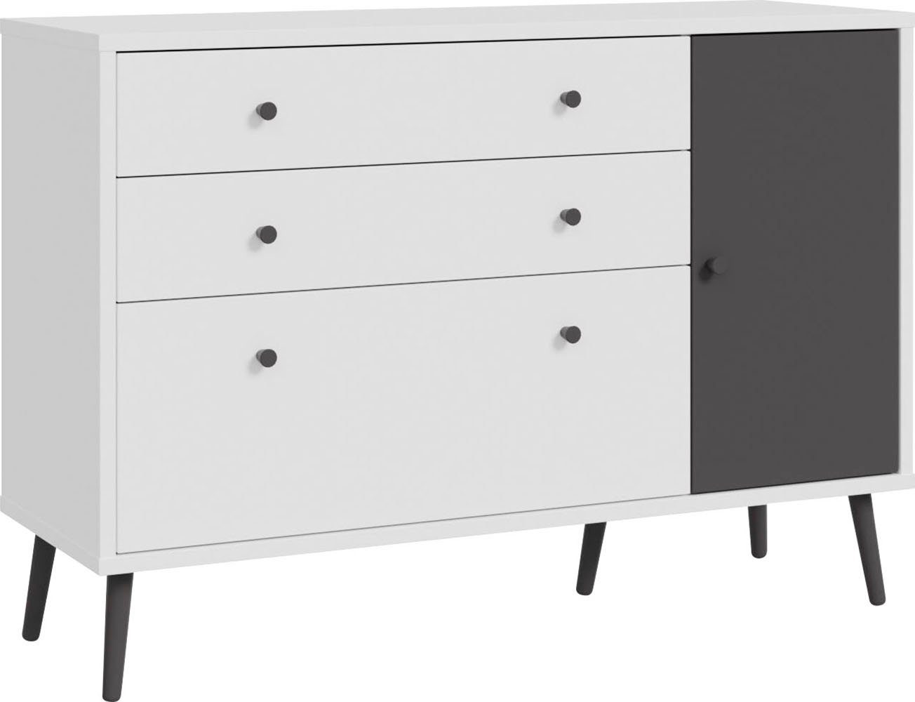 FORTE Sideboard Harllson EasyKlix by Forte, die neue geniale Art Möbel aufzubauen Weiß/Uni Wolfram Grau | Sideboards