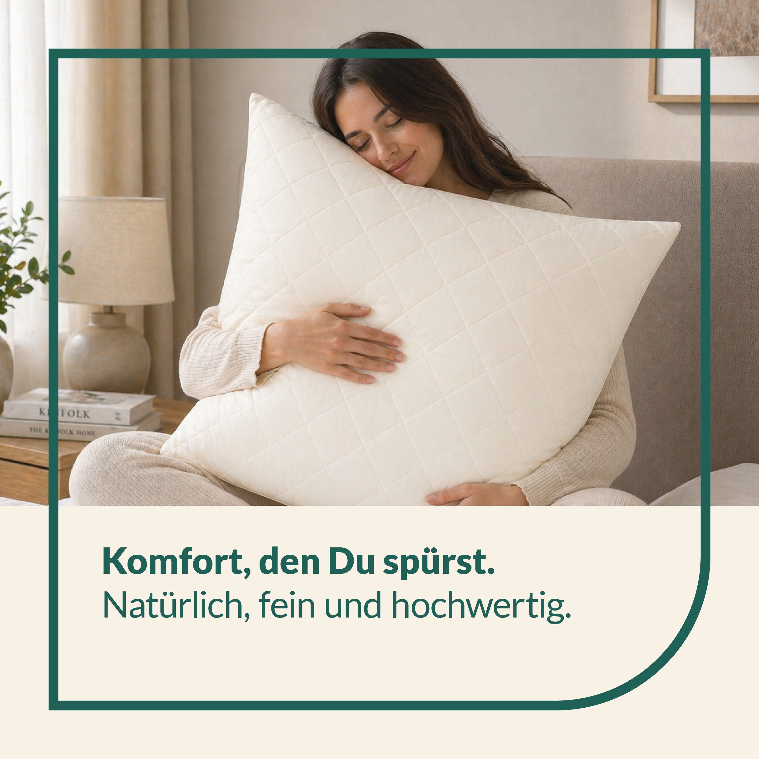 fan Naturfaserkissen Gobi, Kopfkissen in 40x80 & 80x80 cm, Made in Germany, Füllung: 97% Wolle, 3% sonstige Fasern, Bezug: 100% Baumwolle versteppt mit 97% Kamelhaar, 3% sonst. Fasern, Kissenbezug aus Baumwolle mit Kamelhaar versteppt, Füllung aus Wolle