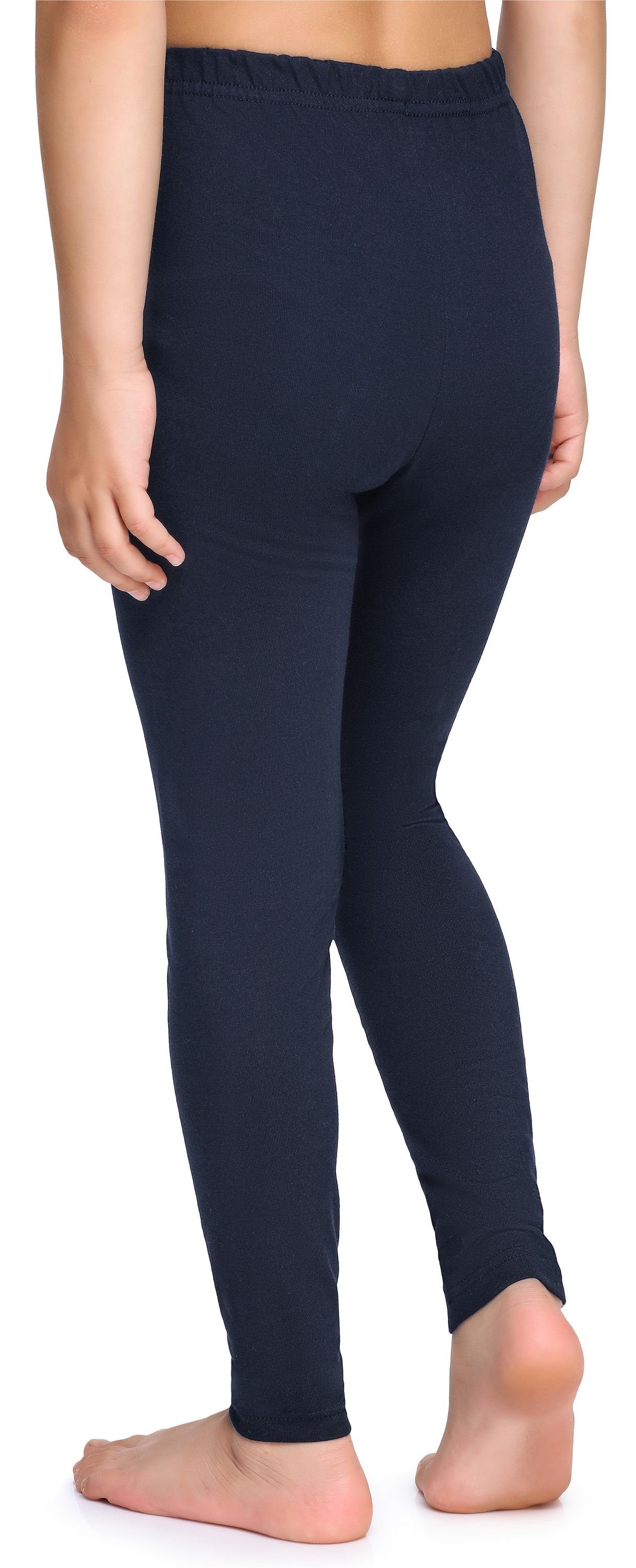 (1-tlg) Leggings Style elastischer Merry Marineblau MS10-225 Bund aus Baumwolle Lange Mädchen Leggings
