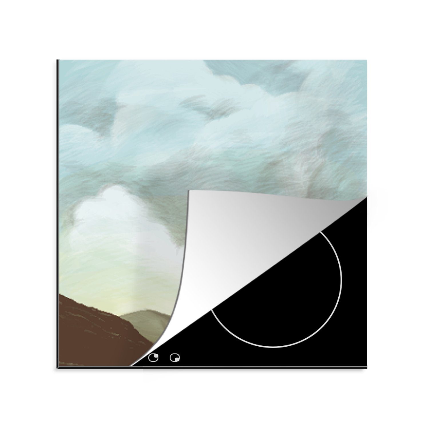 MuchoWow Herdblende-/Abdeckplatte Himmel - Berg - Farben, Vinyl, (1 tlg), 78x78 cm, Ceranfeldabdeckung, Arbeitsplatte für küche