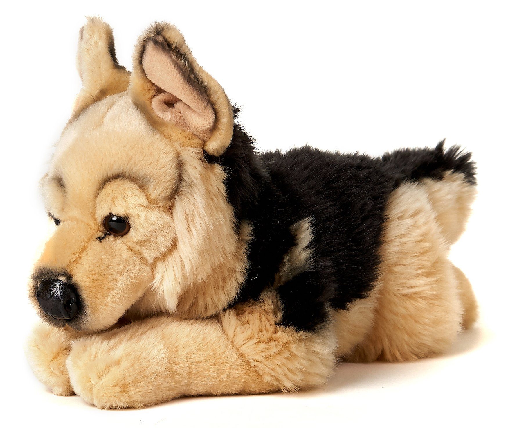 Uni-Toys Kuscheltier Deutscher Schäferhund, liegend - Länge 37 cm - Plüsch-Hund, Plüschtier, zu 100 % recyceltes Füllmaterial