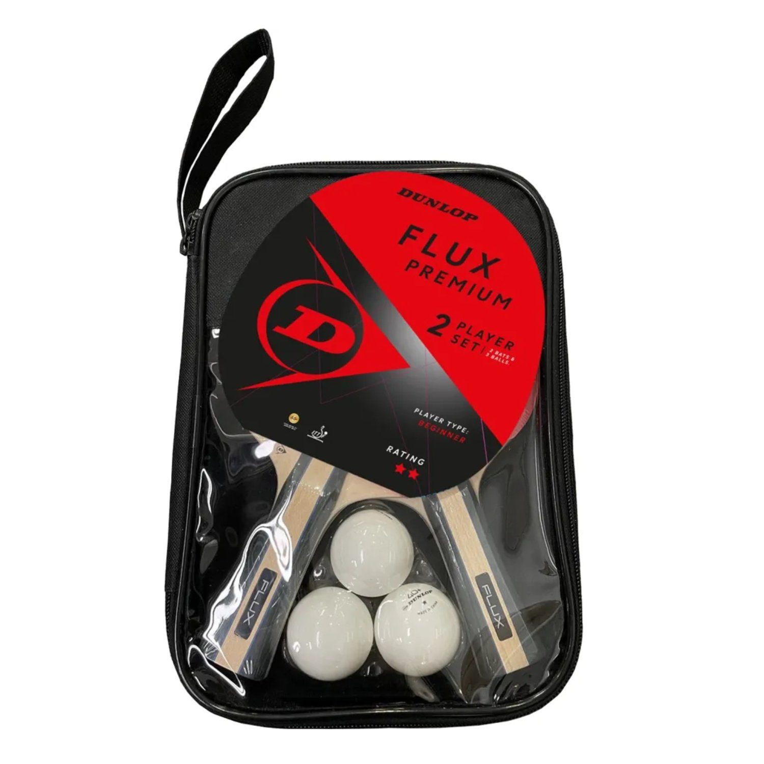 Tischtennisschläger Tischtennis-Set - Flux Premium 2 Spieler Set - schwarz/rot