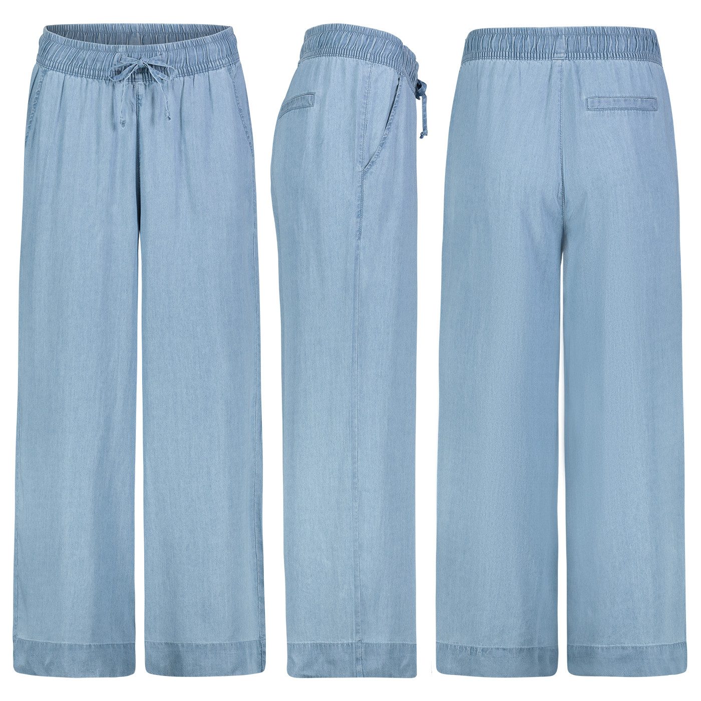 SUBLEVEL Chinos Damen Sommerliche Schlupfhose aus Denim mit weitem Bein Freizeit Hose