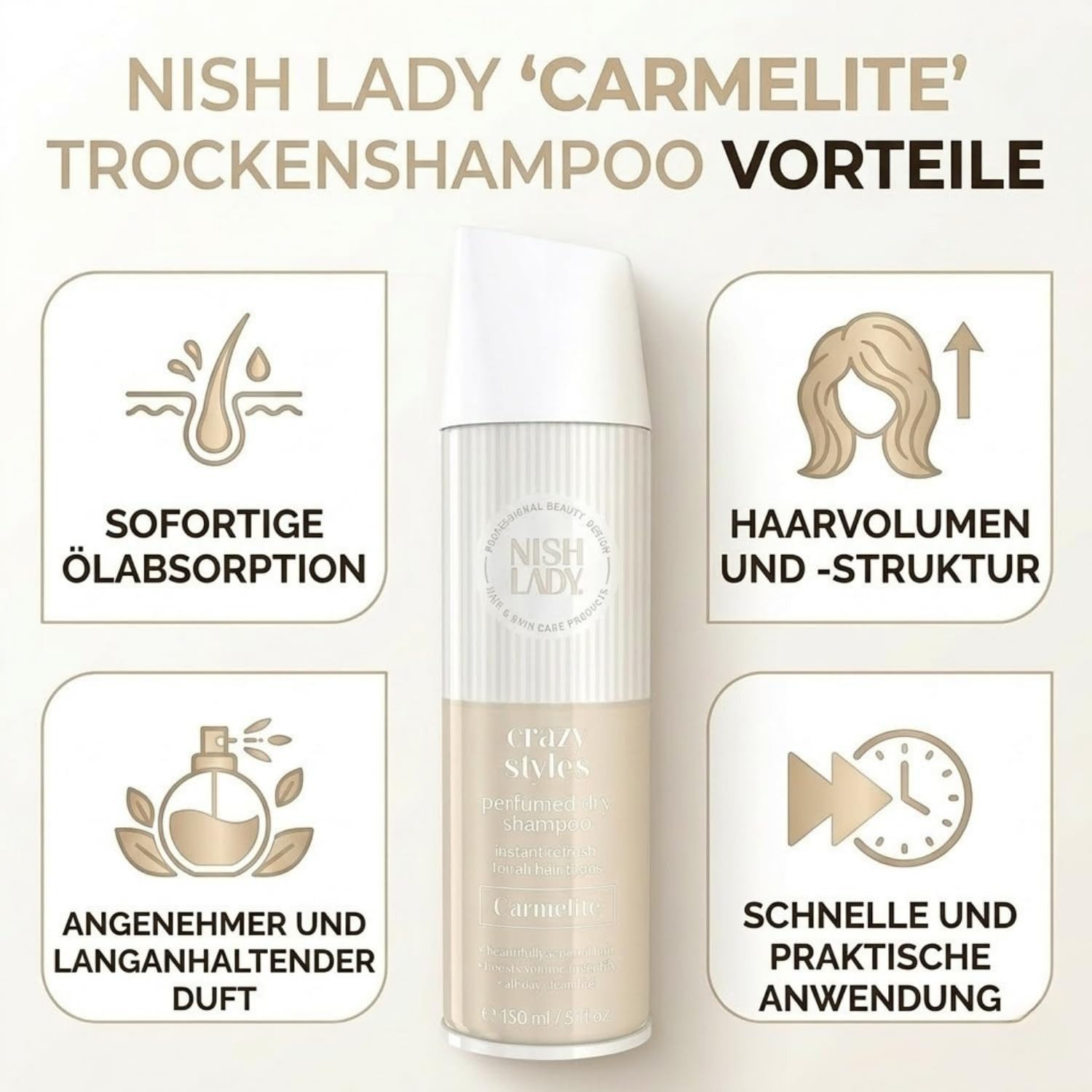 Nishlady Trockenshampoo Nishlady Parfümiertes Trockenshampoo 150 ml – 3 Düfte