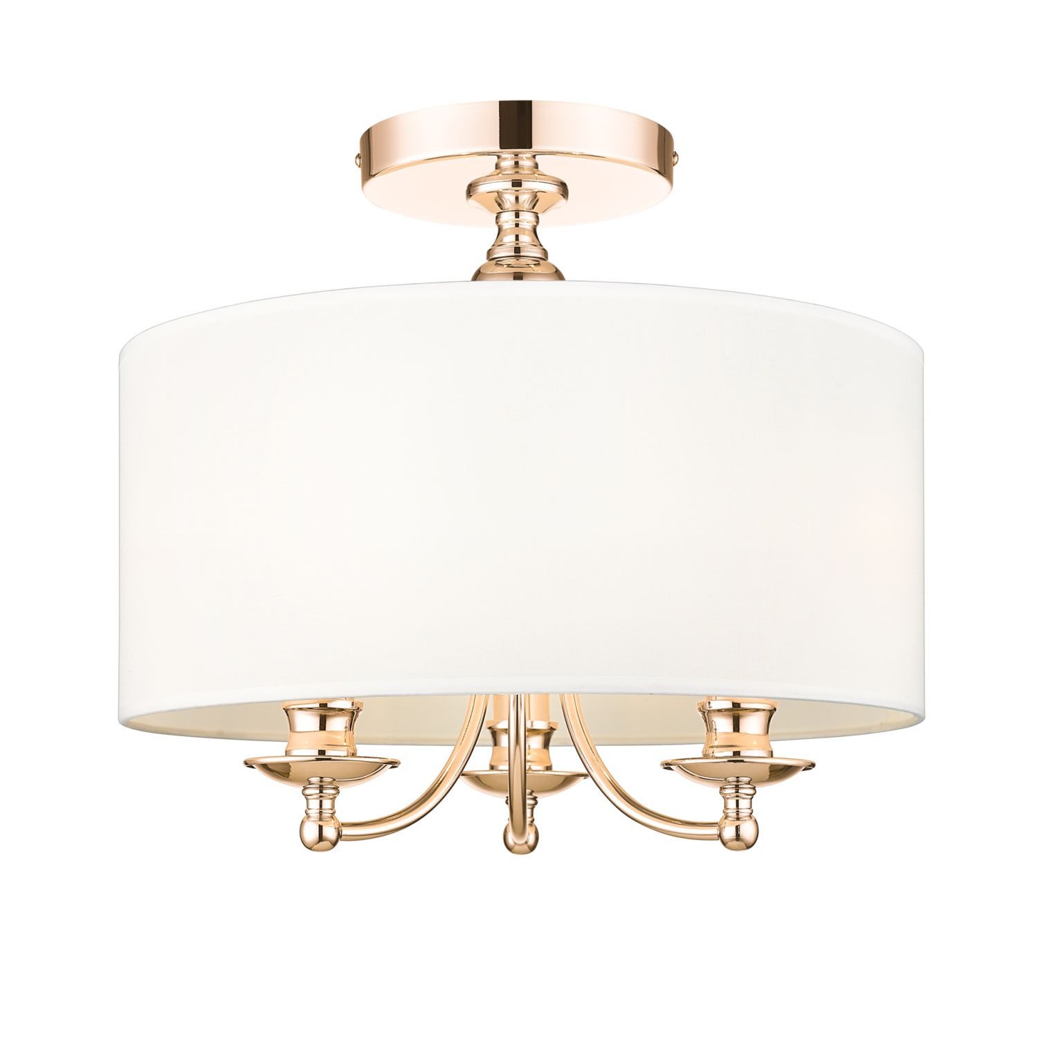 Licht-Erlebnisse Deckenleuchte HALDEN, ohne Leuchtmittel, Metall Stoff E14 D: 40 cm rund in Gold Weiß 3x E14