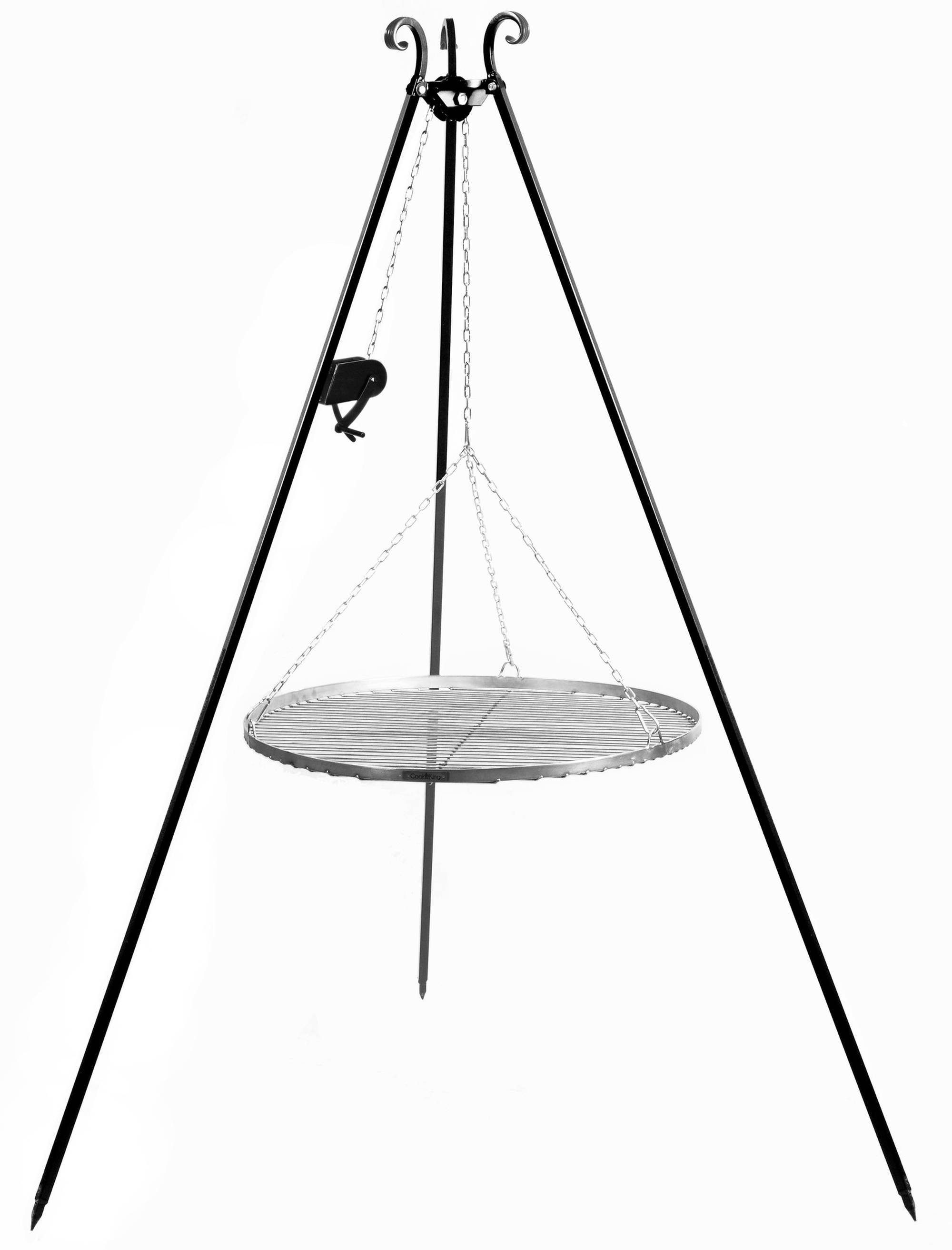 GMD Living Holzkohlegrill OPPELN, Schwenkgrill, Dreibeingestell mit Kurbel & Grillrost, höhenverstellbarer Rost faltbares Dreibein