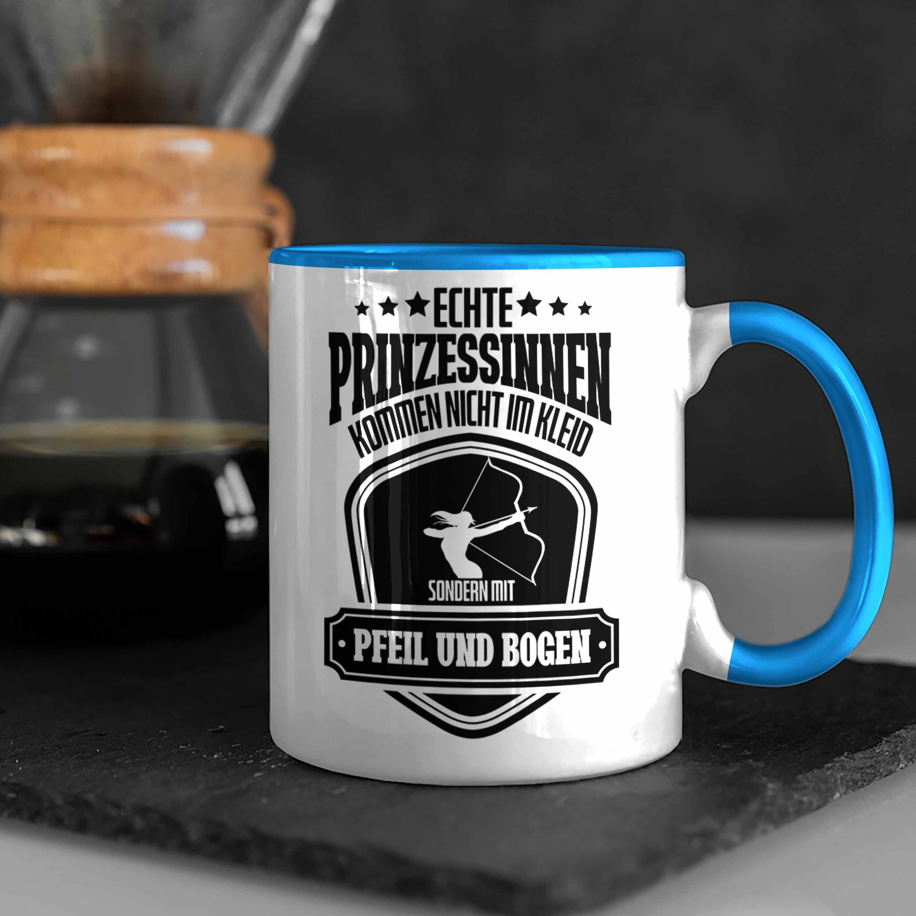 Tasse mit Trendation Tasse P Geschenk Bogenschützin Frauen Bogenschießen Lustige Blau Spruch