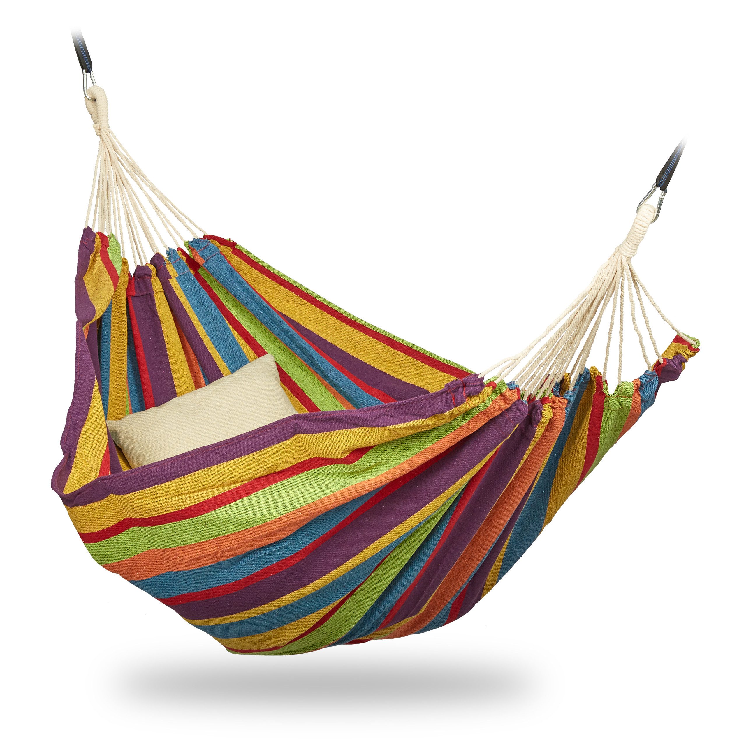 relaxdays Hängematte XXL Baumwolle, Gelb/Grün/Blau/Rot günstig online kaufen