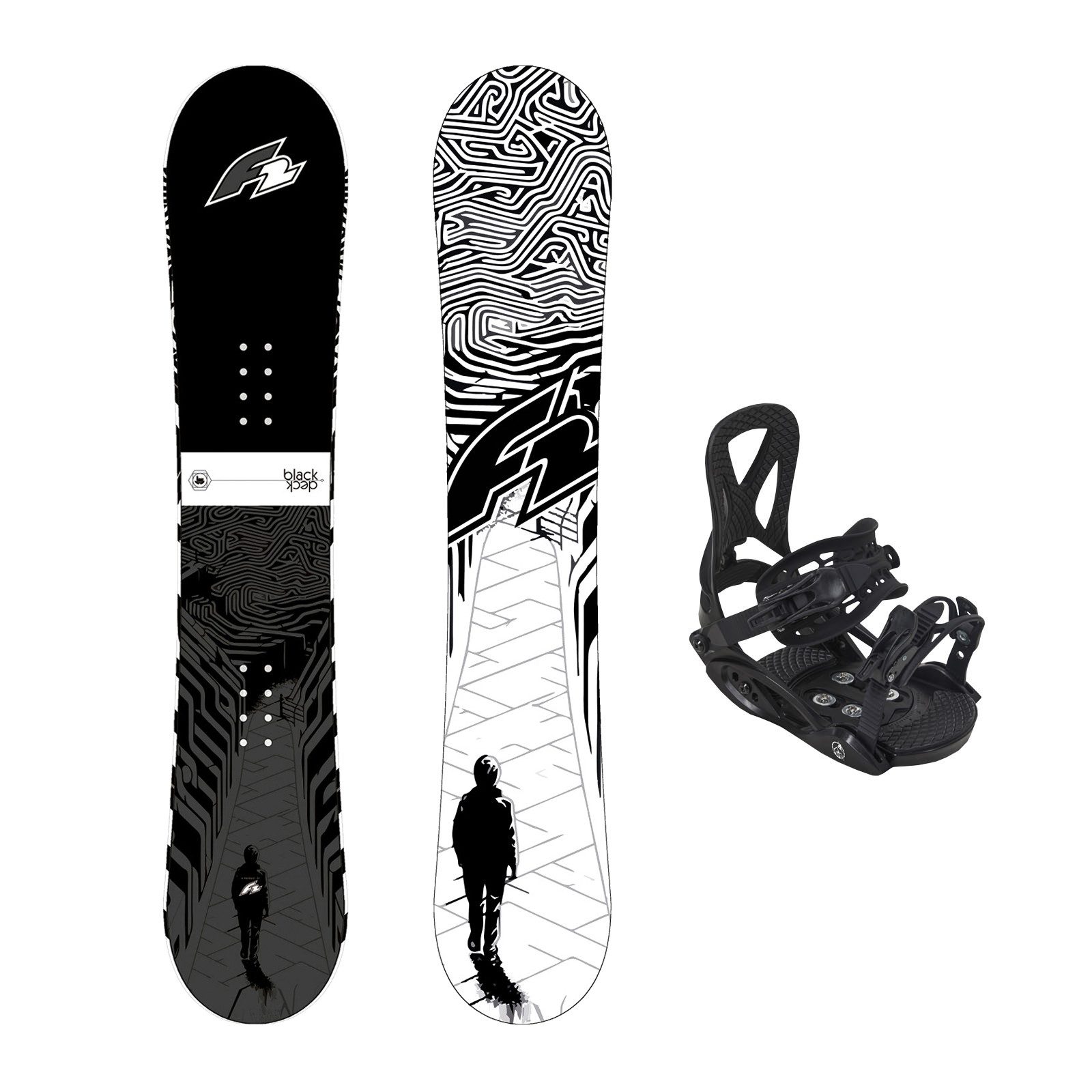F2 Snowboard F2 Set Snowboard Junior Black Deck 125cm + Pipe Bindung S