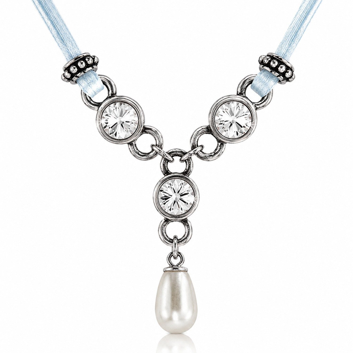 LUISIA® Kette mit Anhänger Halskette "Cami" mit Kristallen von Swarovski® und Perle (inkl. Schmuckbox)