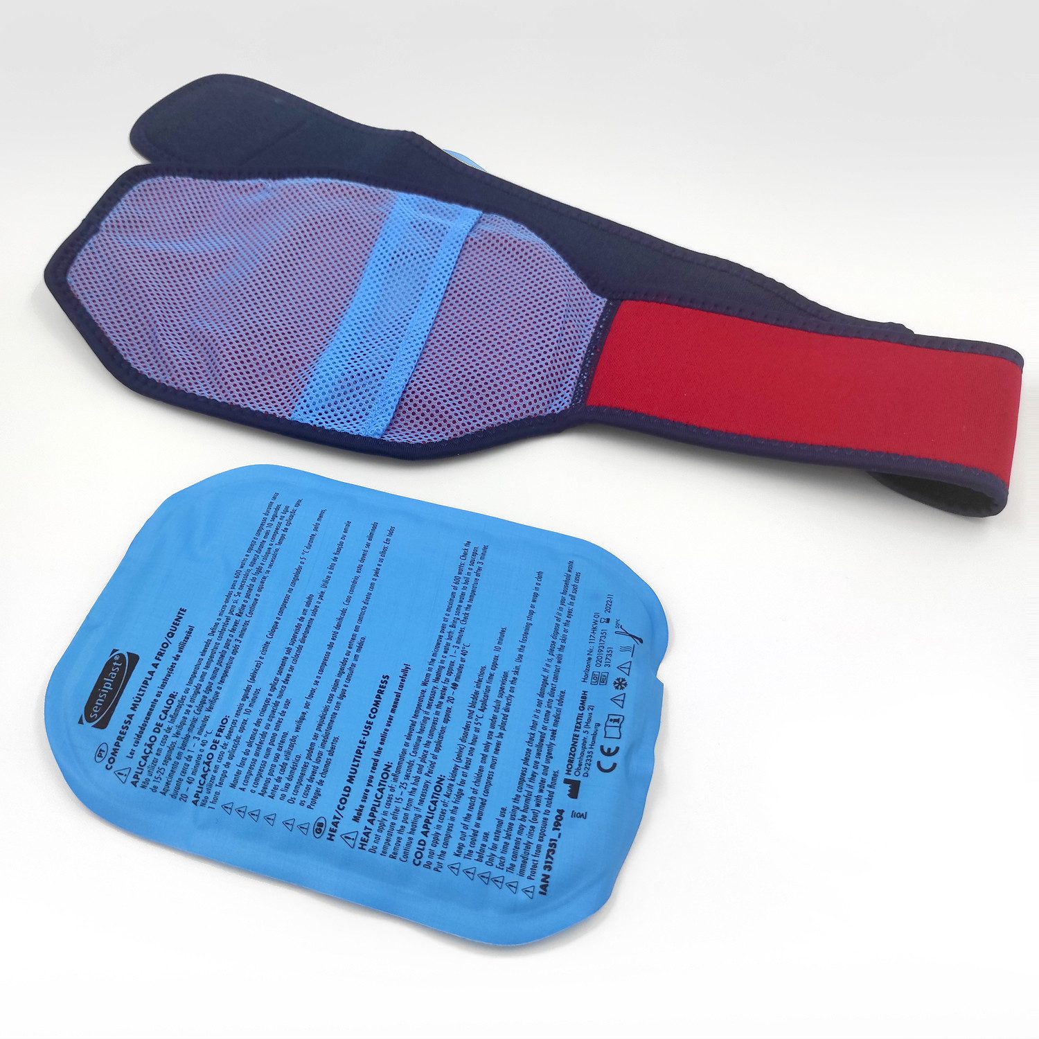 DM-Handel Kalt-Warm-Kompresse Wärmegürtel Nierengurt mit Gel Fuß oder Armgelenk, Wärme-Kälte Therapie, Kompressor Set, Rückenwärmer, Wiederverwendbar